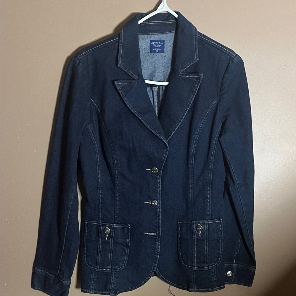 ๐Denim Jean blazer jacket 80โs fitted